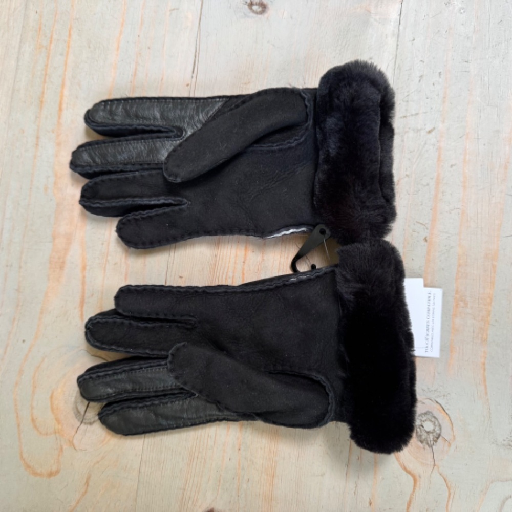UGG SHEEPSKIN WHIPSTITCH TOUCHSCREEN GLOVES BLACK NEW - Picture 7 of 8